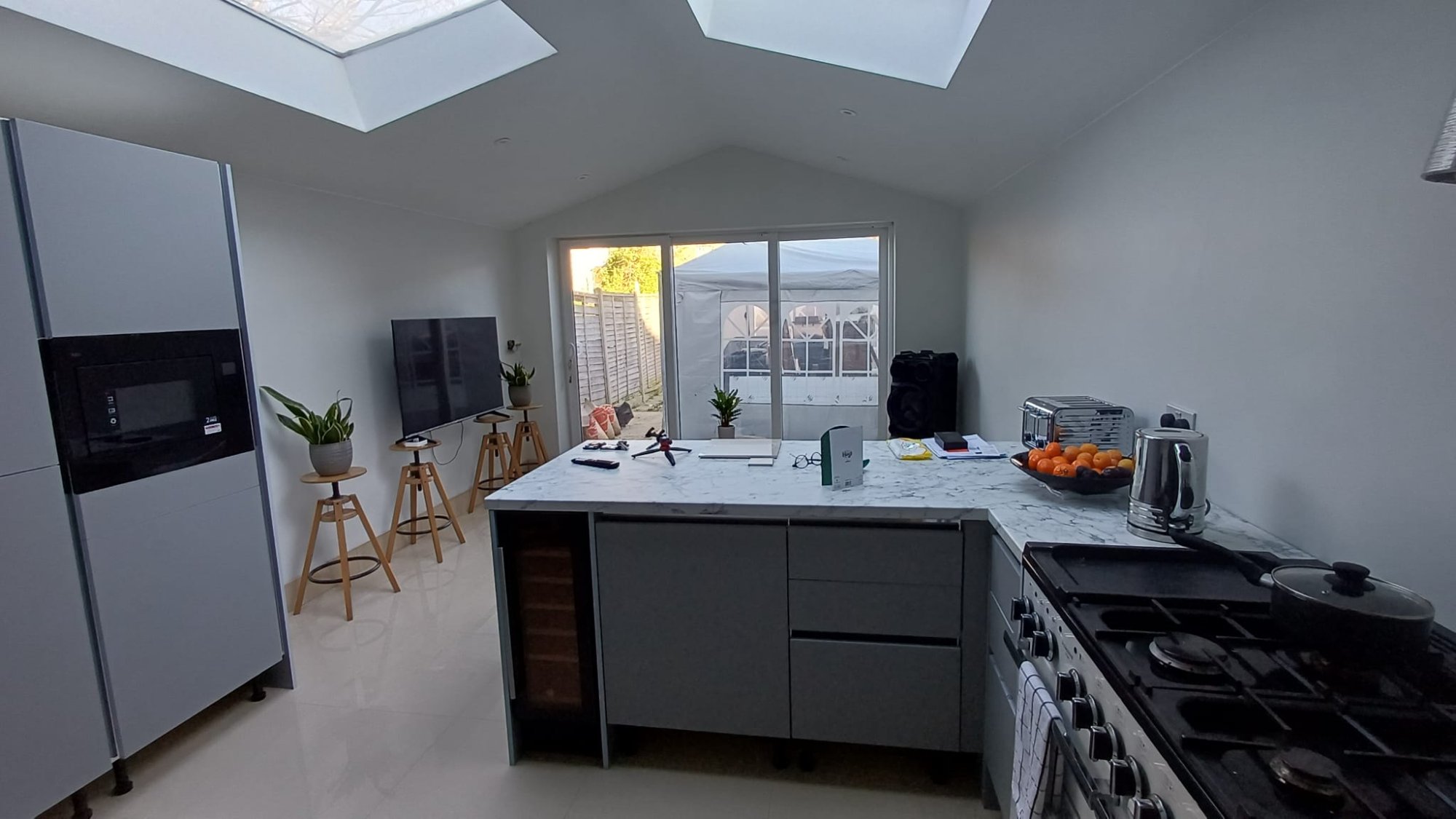 Open plan kitchen with island